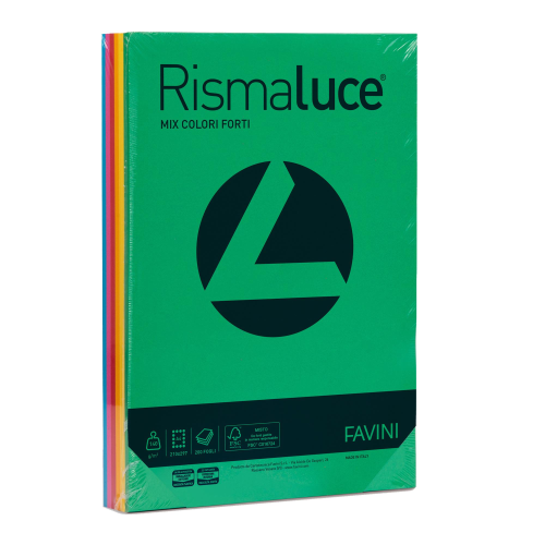 FAVINI RISMALUCE RISMA 200 FOGLI A4 6 COLORI FORTI ASSORTITI 140GR/M2 (A65X214)